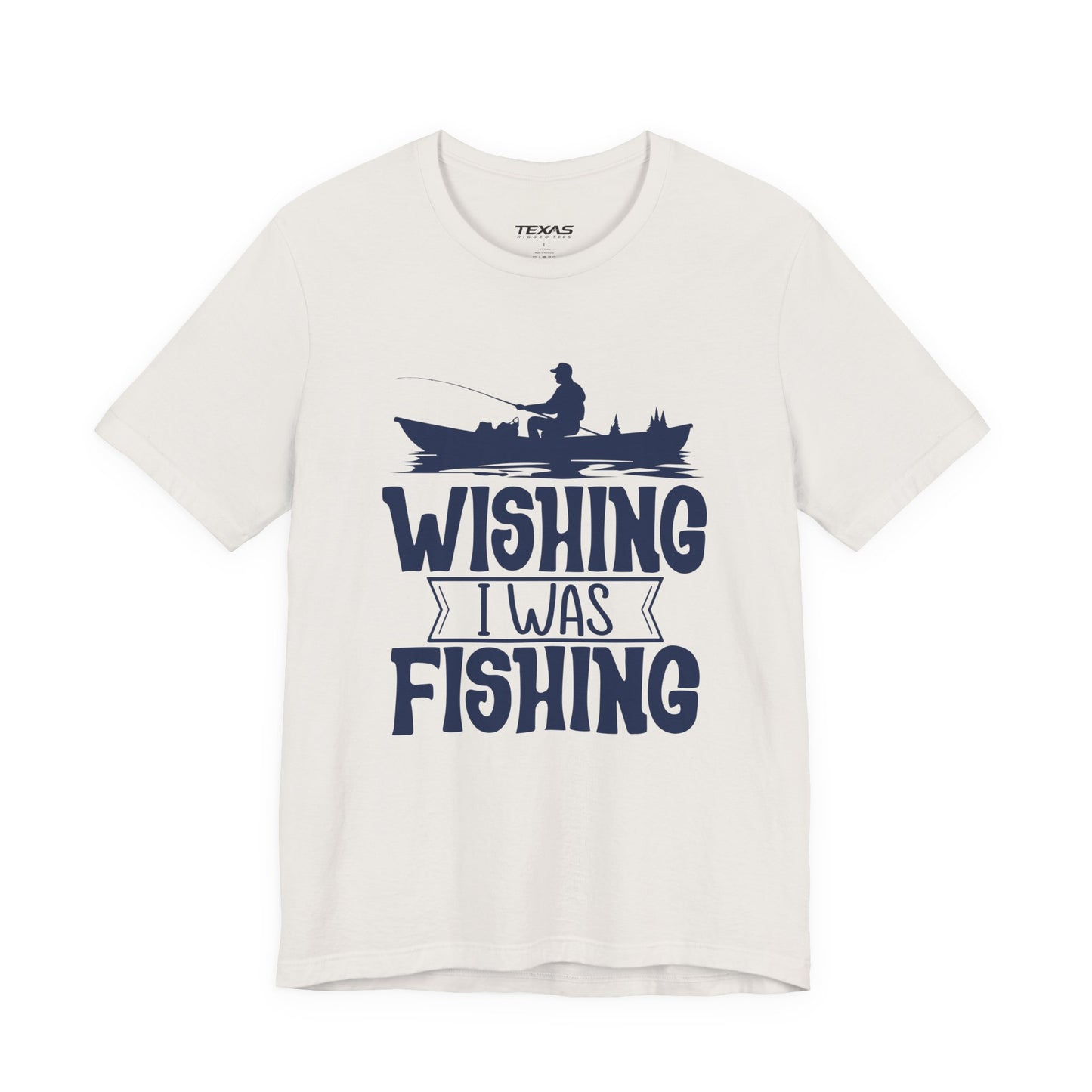 Wishing I Was Fishing (Boat Edition) — Unisex Cotton Tee