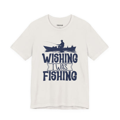 Wishing I Was Fishing (Boat Edition) — Unisex Cotton Tee