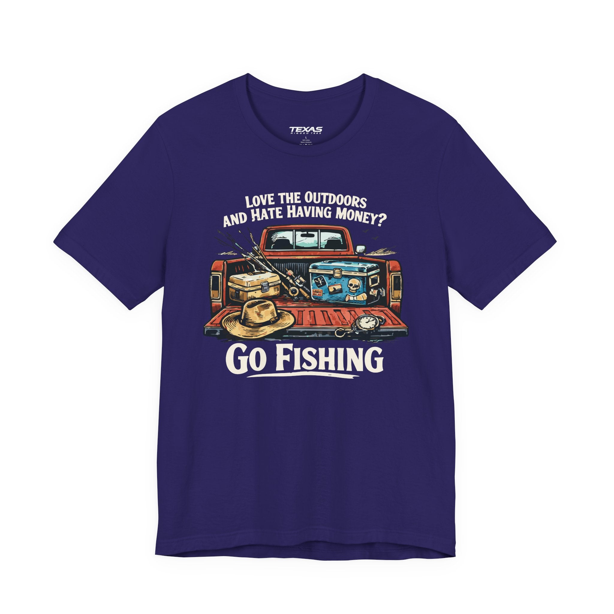 Love the Outdoors and Hate Having Money? Go Fishing. — Unisex Cotton Tee