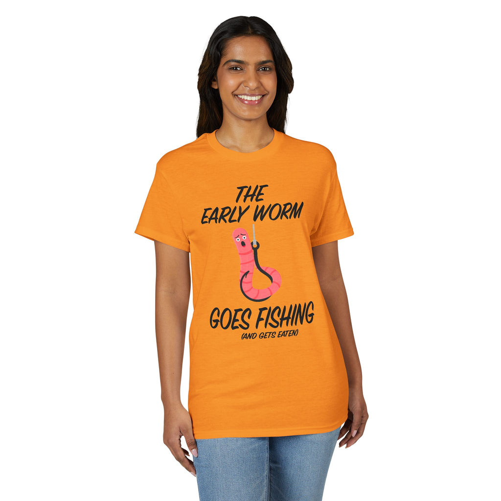 The Early Worm Goes Fishing (and Gets Eaten) — Unisex DryBlend® T-Shirt