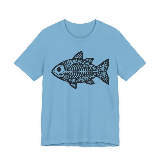 Mexican Flora Fish Skeleton — Unisex Cotton Tee