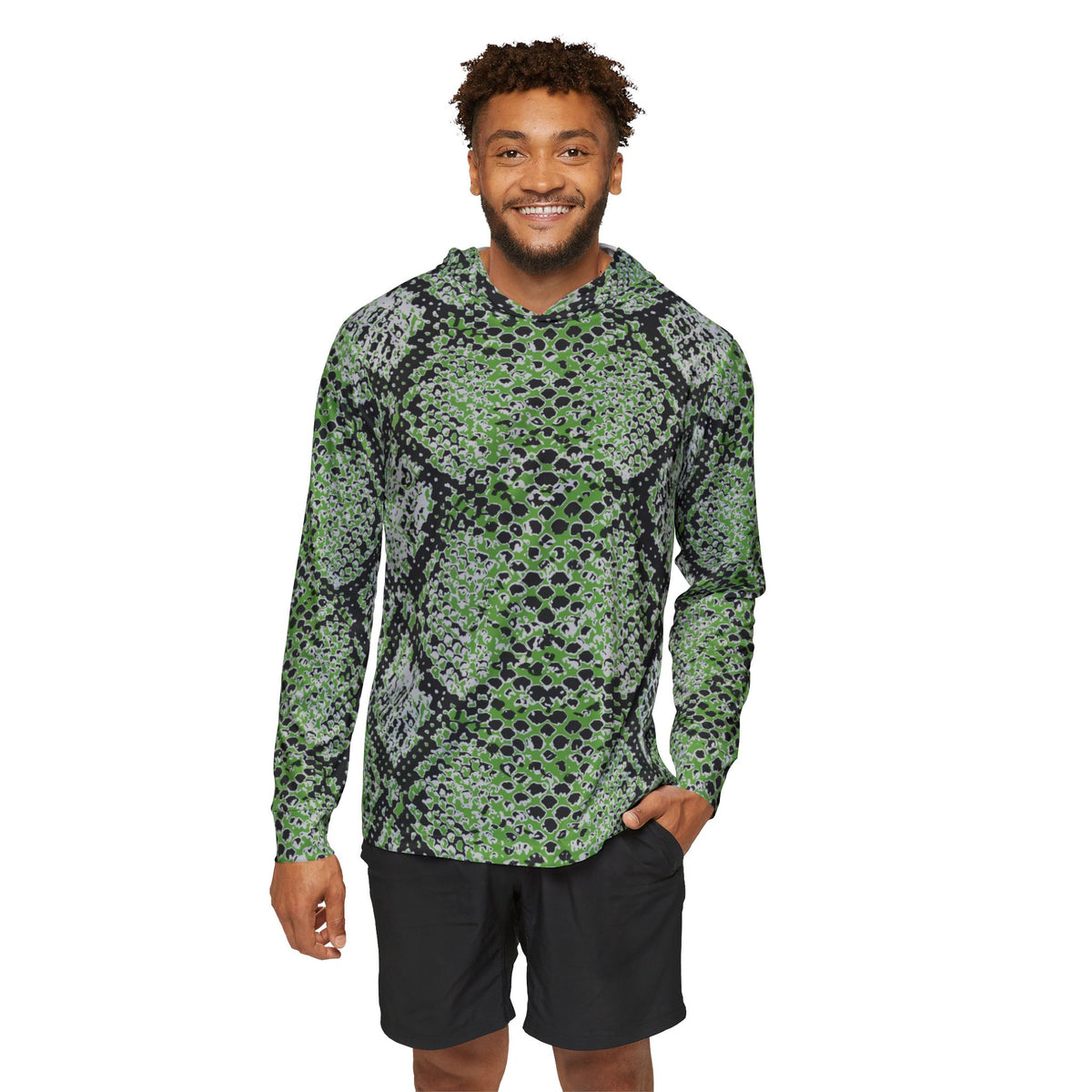 Green Water Snake — Unisex Fishing Pullover Hoodie (SPF 50+)