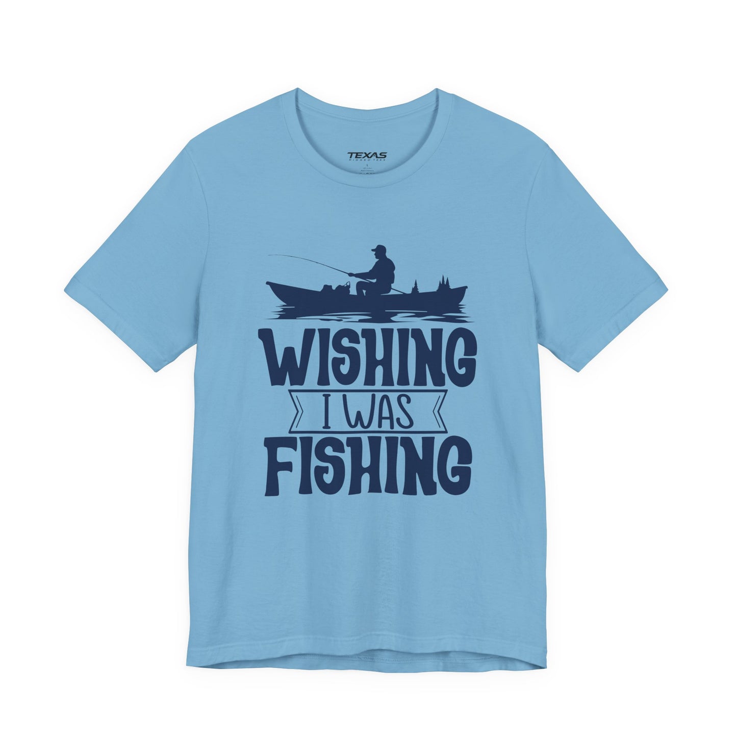 Wishing I Was Fishing (Boat Edition) — Unisex Cotton Tee