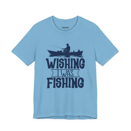 Wishing I Was Fishing (Boat Edition) — Unisex Cotton Tee