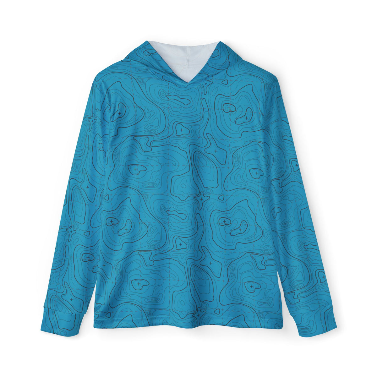 Topographical Lake Map — Unisex Fishing Pullover Hoodie (SPF 50+)