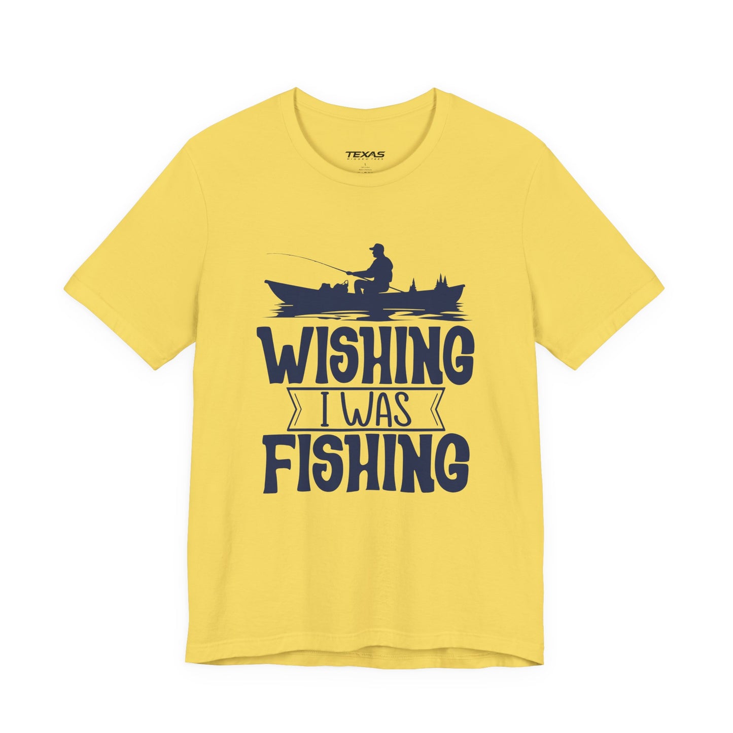 Wishing I Was Fishing (Boat Edition) — Unisex Cotton Tee