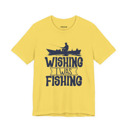 Wishing I Was Fishing (Boat Edition) — Unisex Cotton Tee