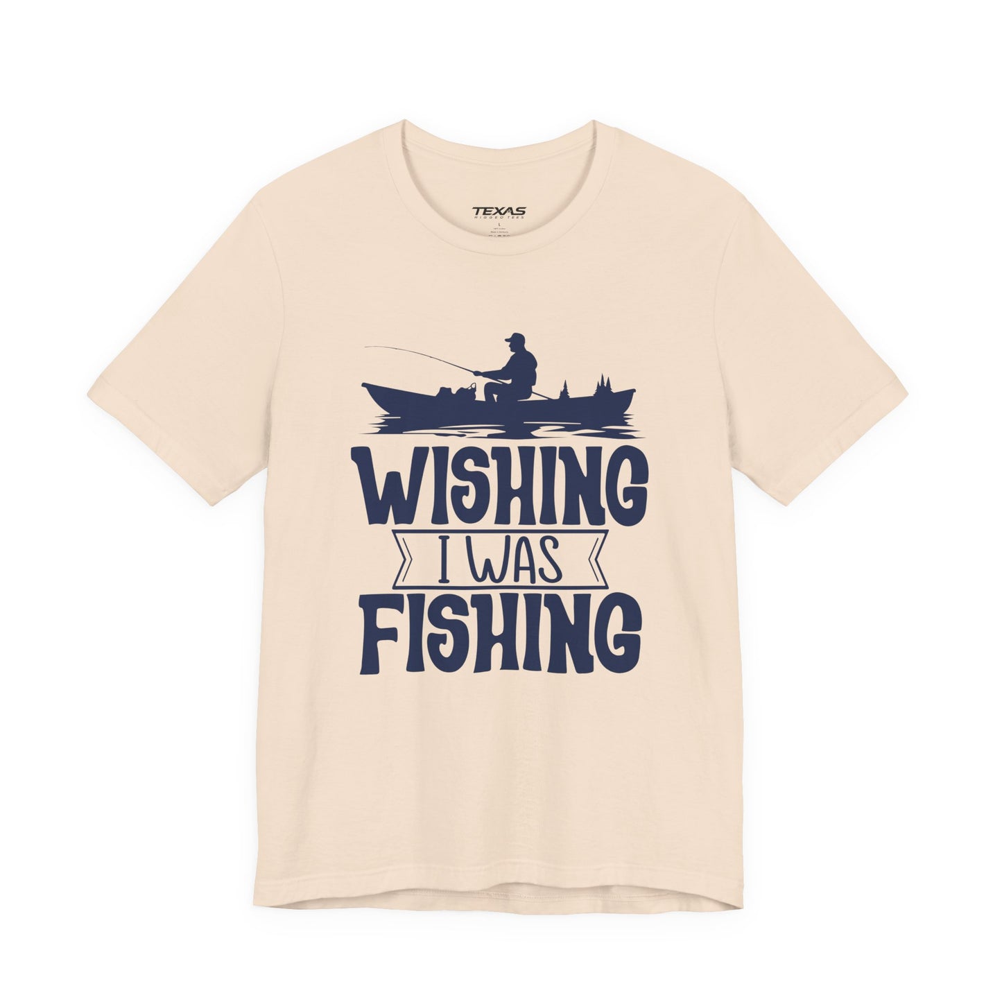 Wishing I Was Fishing (Boat Edition) — Unisex Cotton Tee