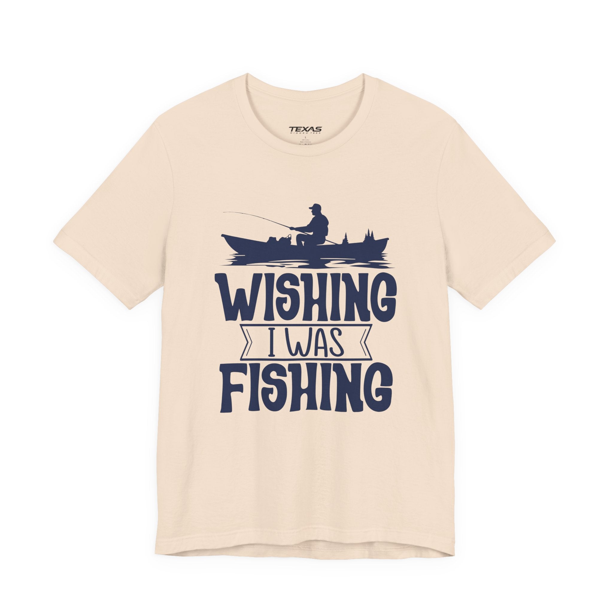 Wishing I Was Fishing (Boat Edition) — Unisex Cotton Tee