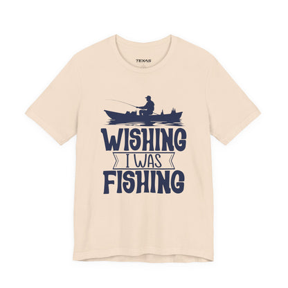 Wishing I Was Fishing (Boat Edition) — Unisex Cotton Tee