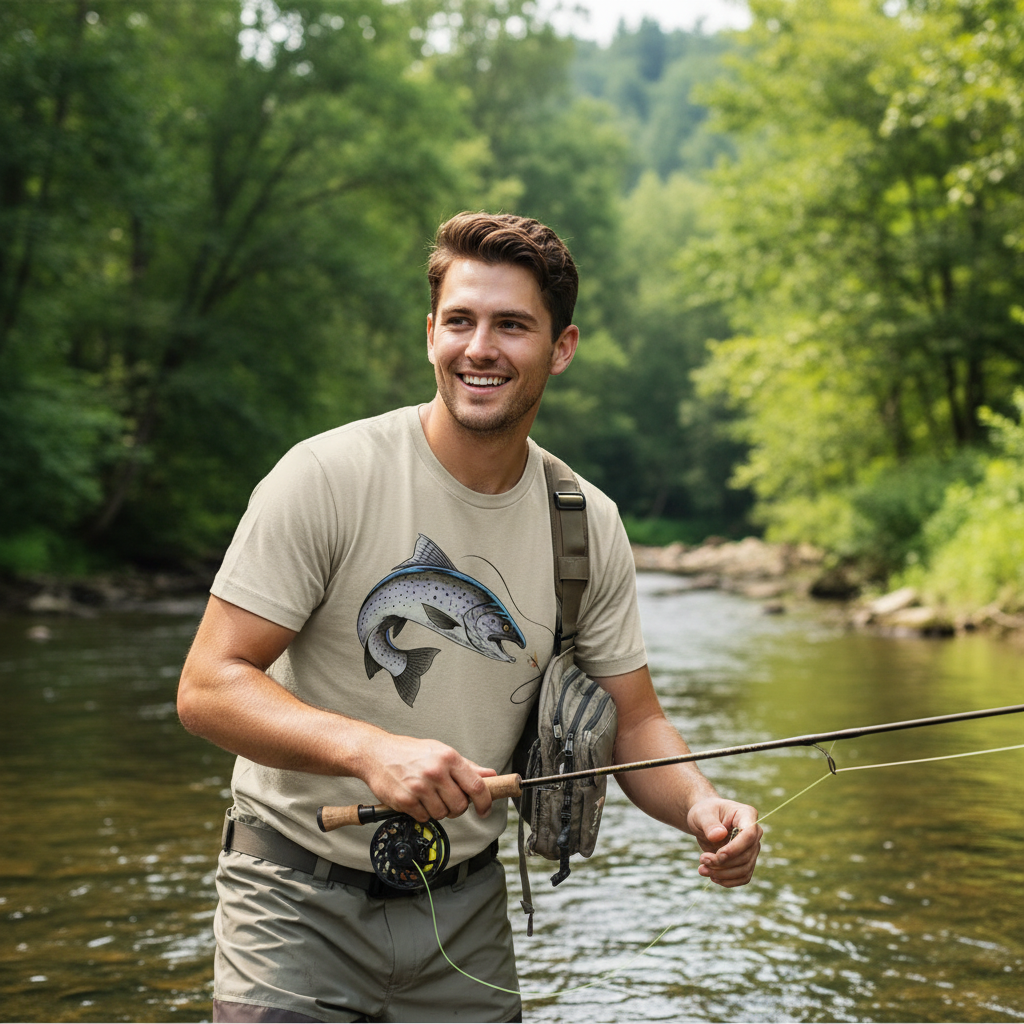 Trout on the Fly — Unisex DryBlend® T-Shirt